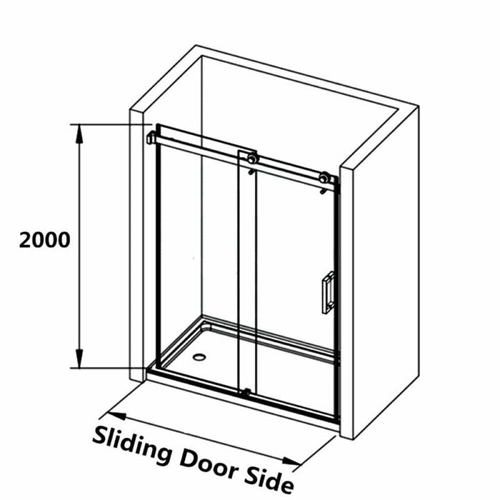 870-1180x2000mm COV Wall to Wall Sliding Door Frameless Chrome Stainless Steel Circle Handle 10mm Glass Shower Screens