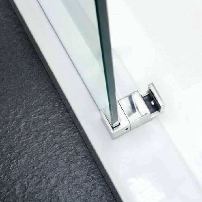 870-1180x2000mm Sliding L Shape Frameless Light Gold 10mm Glass Embedded Circle Handle Shower Screen - HD reno