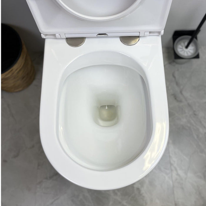 620*360*810mm Unicasa Cera Gloss White Ceramic Rimless Heavy Duty UF Seat Back To Wall Toilet