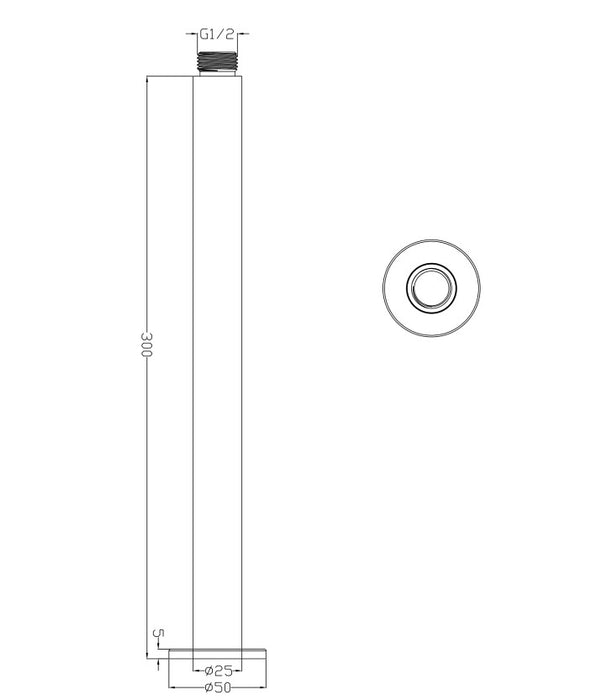 300-450mm Bella LVB Mica Living Brass Round Shower Arm - HD reno