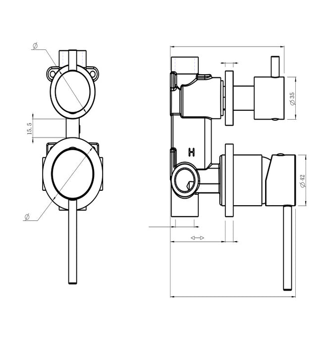 Bella LVB Mica Living Brass Shower Mixer Diverter-2P - HD reno