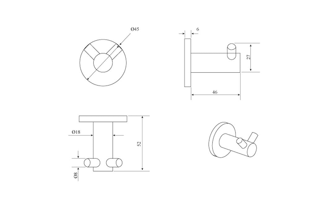 Mica Living Brass Double Robe Hook - HD reno