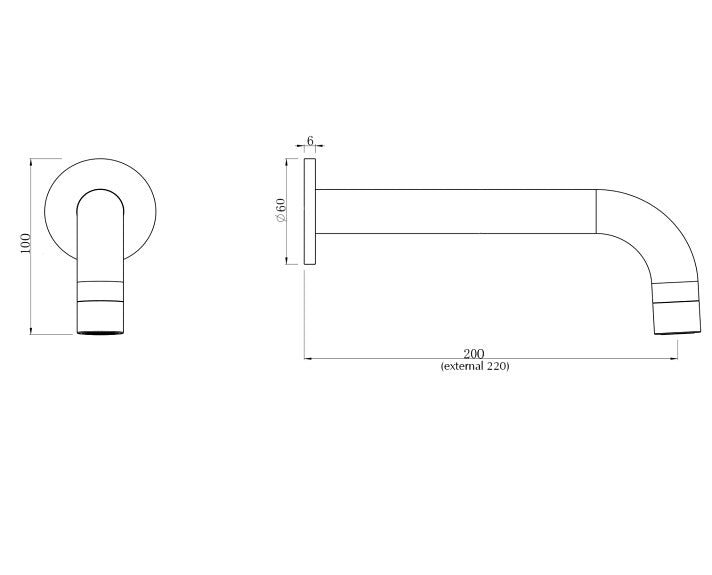 220mm Bella LVB Mica Living Brass Curved Bath/Basin Spout - HD reno