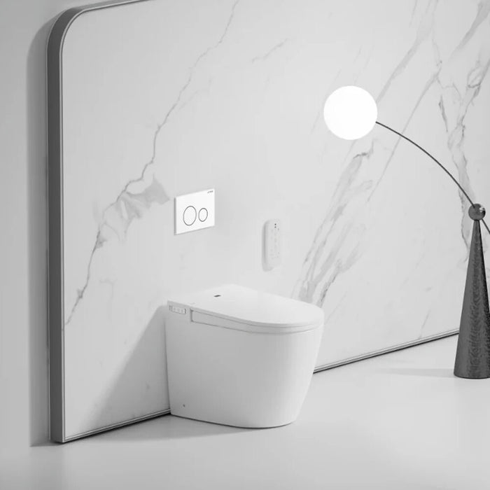 590*400*490mm Lafeme Crawford Rimless Gloss White Ceramic Wall Faced Smart Toilet - HD reno