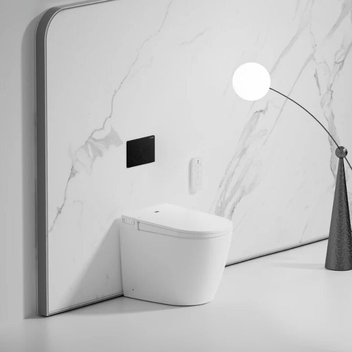 590*400*490mm Lafeme Crawford Rimless Gloss White Ceramic Wall Faced Smart Toilet - HD reno