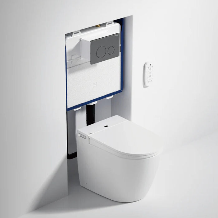 590*400*490mm Lafeme Crawford Rimless Gloss White Ceramic Wall Faced Smart Toilet - HD reno