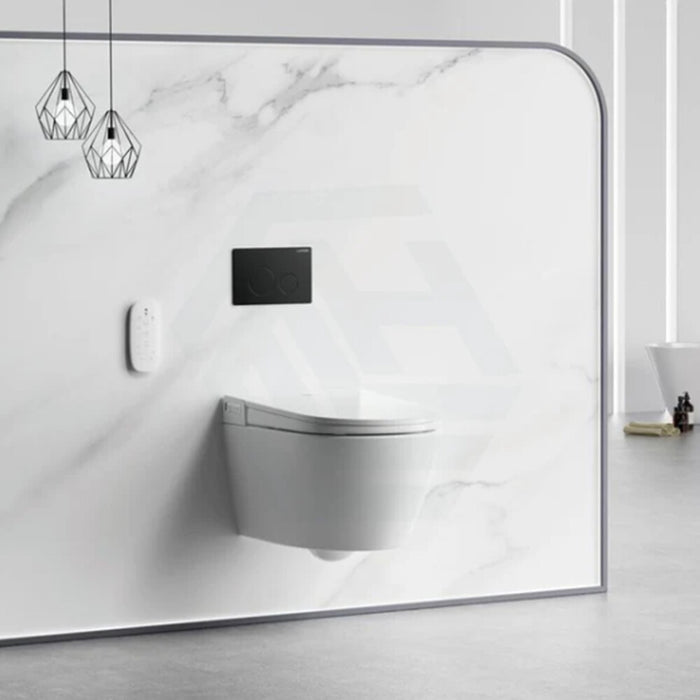 590*400*425mm Lafeme Sesto Rimless Gloss White Ceramic Wall Hung Smart Toilet - HD reno