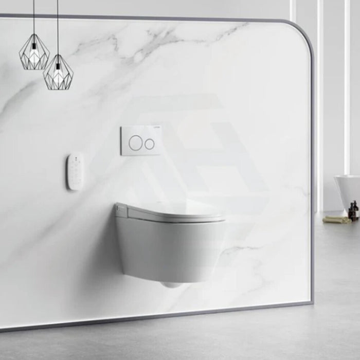 590*400*425mm Lafeme Sesto Rimless Gloss White Ceramic Wall Hung Smart Toilet - HD reno
