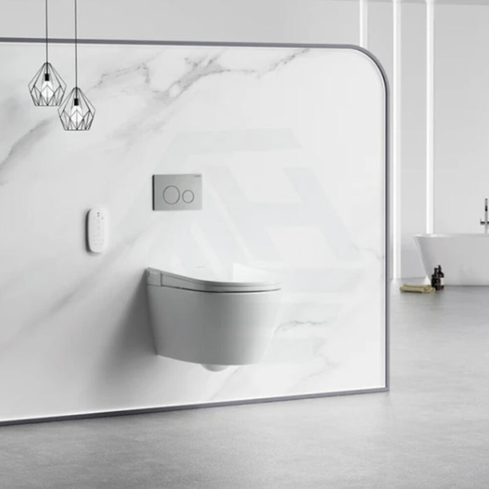 590*400*425mm Lafeme Sesto Rimless Gloss White Ceramic Wall Hung Smart Toilet - HD reno