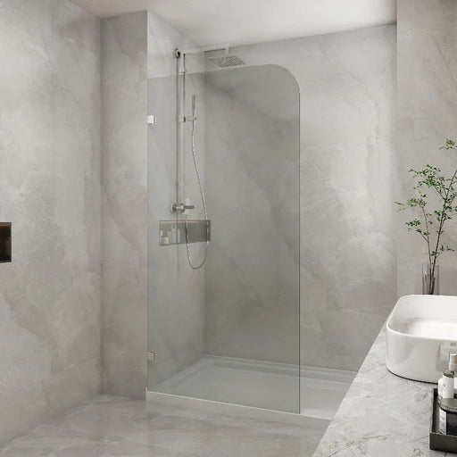 800-1200mm 10mm Tempered Toughen Glass Standard Height 2100mm Covey Frameless Clear Glass Single Panel With Top Outside Corner Curved Shower Screens - HD reno