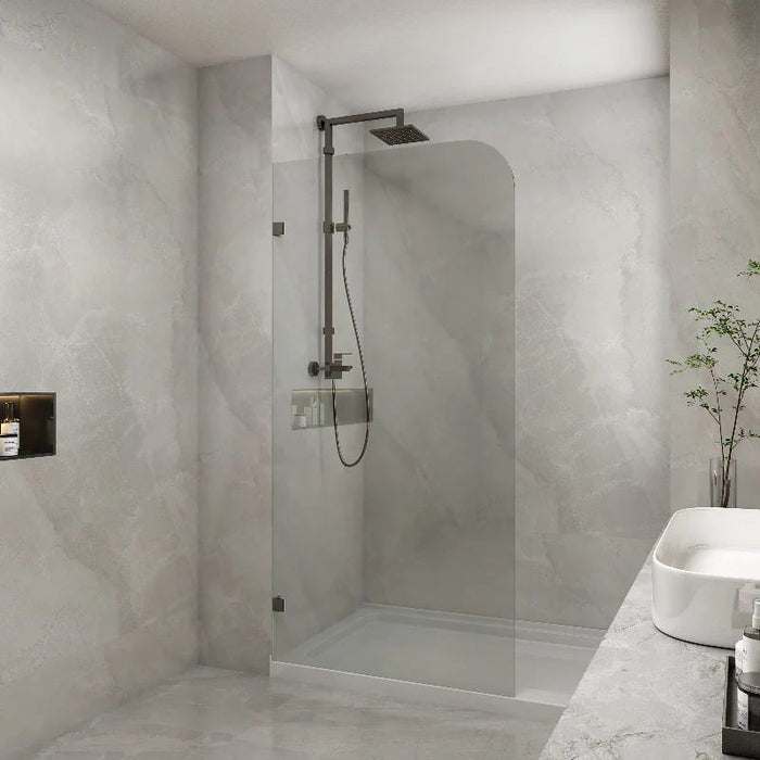 800-1200mm 10mm Tempered Toughen Glass Standard Height 2100mm Covey Frameless Clear Glass Single Panel With Top Outside Corner Curved Shower Screens - HD reno