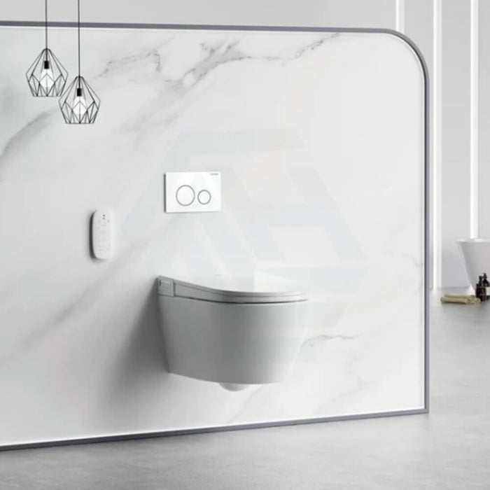 590*400*425mm Lafeme Sesto Rimless Gloss White Ceramic Wall Hung Smart Toilet - HD reno