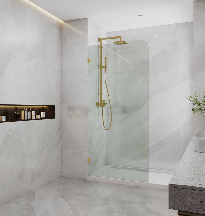 800-1200mm 10mm Tempered Toughen Glass Standard Height 2100mm Covey Frameless Clear Glass Single Panel With Top Outside Corner Curved Shower Screens - HD reno