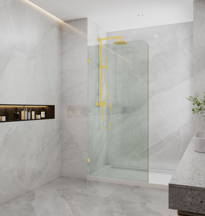 800-1200mm 10mm Tempered Toughen Glass Standard Height 2100mm Covey Frameless Clear Glass Single Panel With Top Outside Corner Curved Shower Screens - HD reno