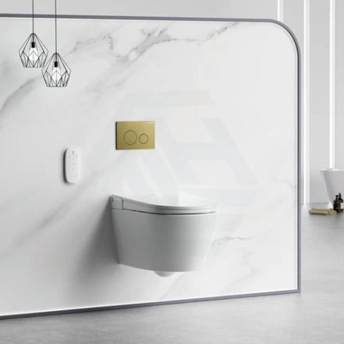 590*400*425mm Lafeme Sesto Rimless Gloss White Ceramic Wall Hung Smart Toilet - HD reno