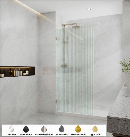 800-1200mm 10mm Tempered Toughen Glass Standard Height 2100mm Covey Frameless Fluted/Narrowline Glass Single Panel With Top Outside Corner Curved Shower Screens - HD reno