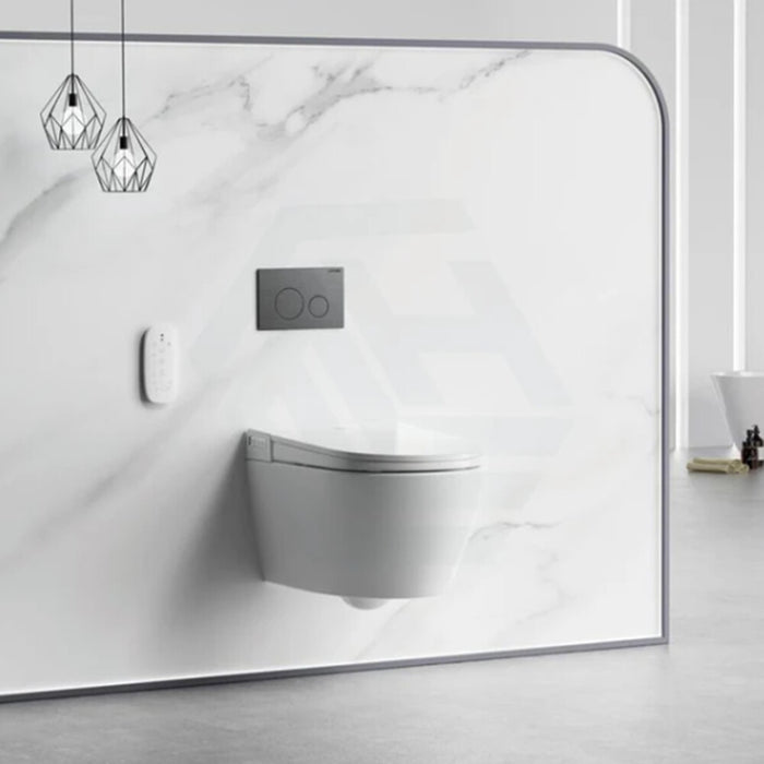 590*400*425mm Lafeme Sesto Rimless Gloss White Ceramic Wall Hung Smart Toilet - HD reno