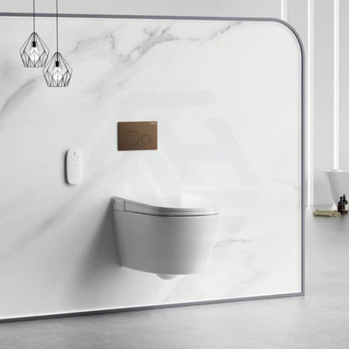 590*400*425mm Lafeme Sesto Rimless Gloss White Ceramic Wall Hung Smart Toilet - HD reno