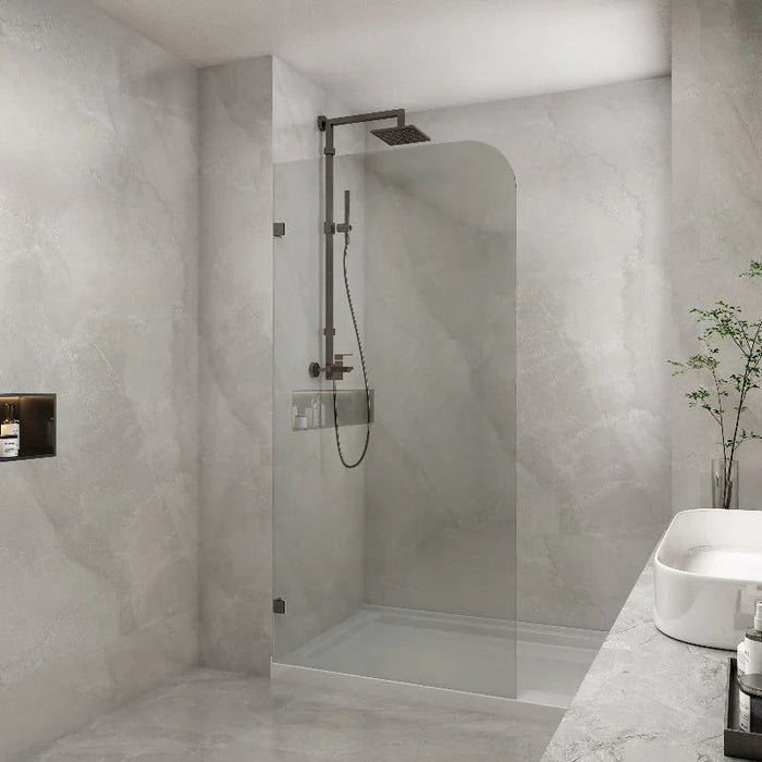 800-1200mm 10mm Tempered Toughen Glass Standard Height 2100mm Covey Frameless Clear Glass Single Panel With Top Outside Corner Curved Shower Screens - HD reno