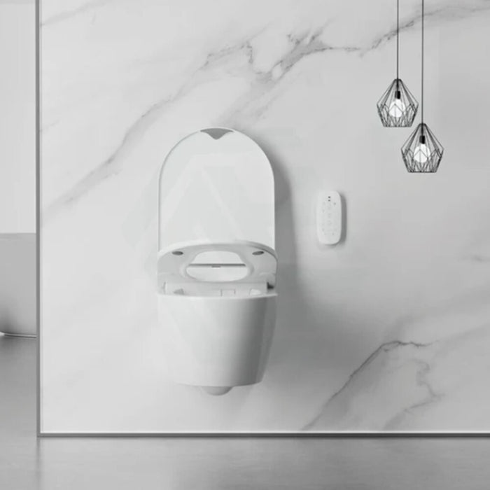 590*400*425mm Lafeme Sesto Rimless Gloss White Ceramic Wall Hung Smart Toilet - HD reno