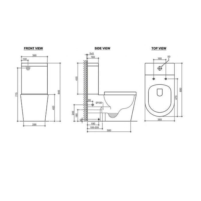 680*375*840mm Lafeme Thea Standard-Luna Gloss White Rimless Two-Pieces Back To Wall Smart Toilet - HD reno