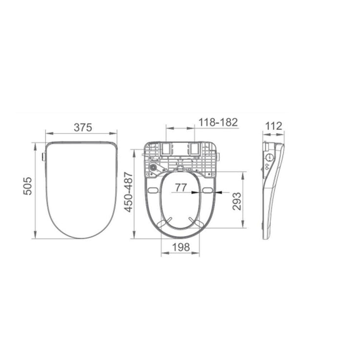 655*375*870mm Lafeme Catania Standard-Vega Gloss White Rimless Tornado Back To Wall Smart Toilet - HD reno