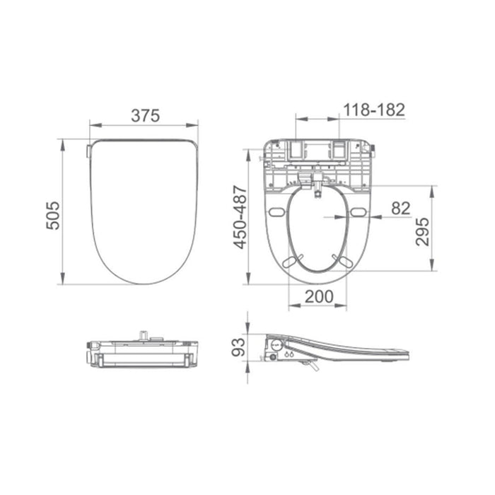 655*375*870mm Lafeme Thea Luxury-Vega Gloss White Rimless Tornado Back To Wall Smart Toilet - HD reno
