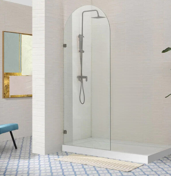 900-1000mm Covey Frameless Tempered Standard Clear Glass Arch Top Single Panel Chrome Black Brushed Nikle Shower Screens - HD reno