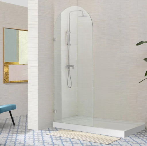 900-1000mm Covey Frameless Tempered Standard Clear Glass Arch Top Single Panel Chrome Black Brushed Nikle Shower Screens - HD reno