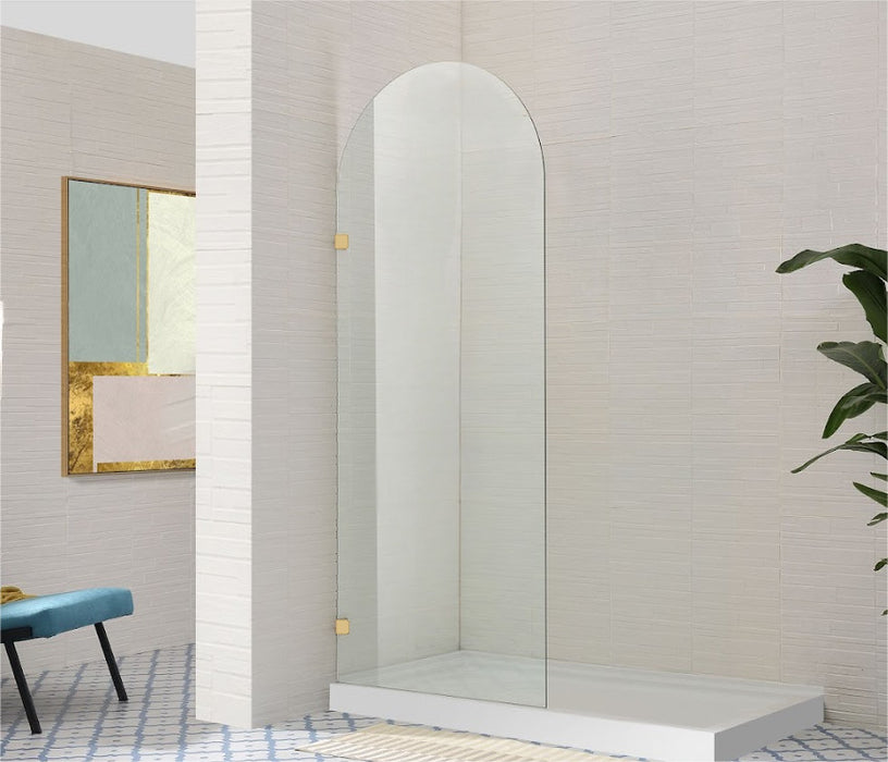 900-1000mm Covey Frameless Tempered Fluted Glass Arch Top Single Panel Chrome Black Brushed Nikle Shower Screens - HD reno
