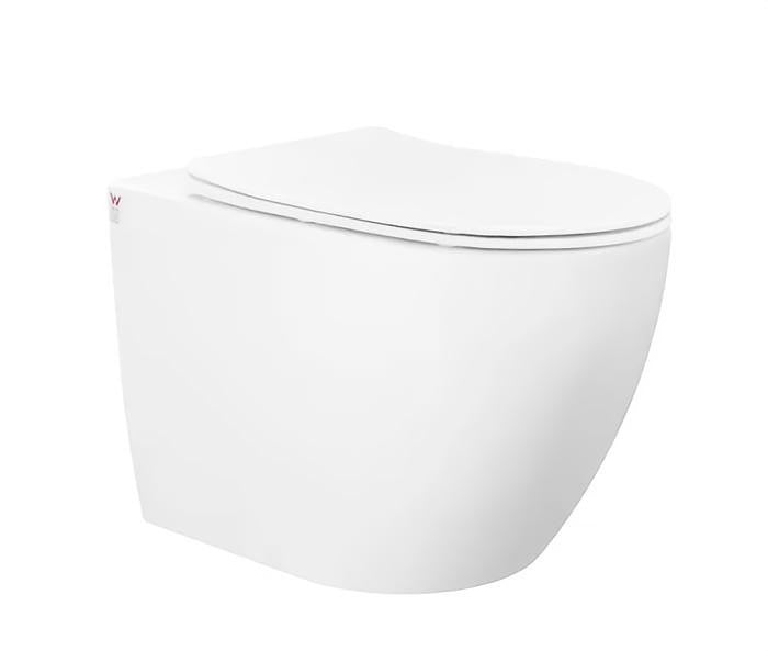 575*365*365mm INS Voghera Gloss White Rimless Soft Close Seat Wall Hung Pan