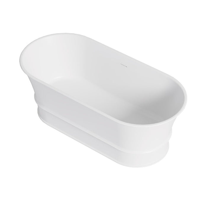 1500-1700*700*680mm Poseidon Harrington Matt White Oval Solid Surface Stone With Overflow Freestanding Bathtub
