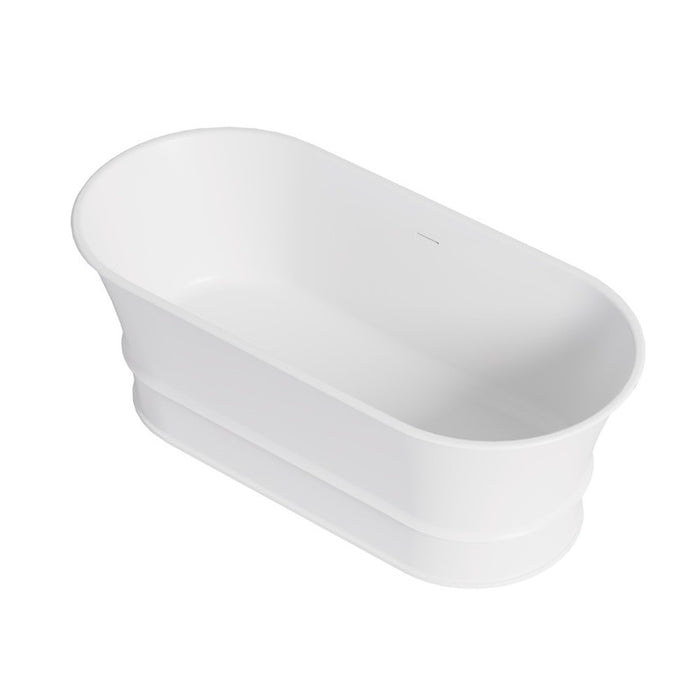 1500-1700*700*680mm Poseidon Harrington Matt White Oval Solid Surface Stone With Overflow Freestanding Bathtub