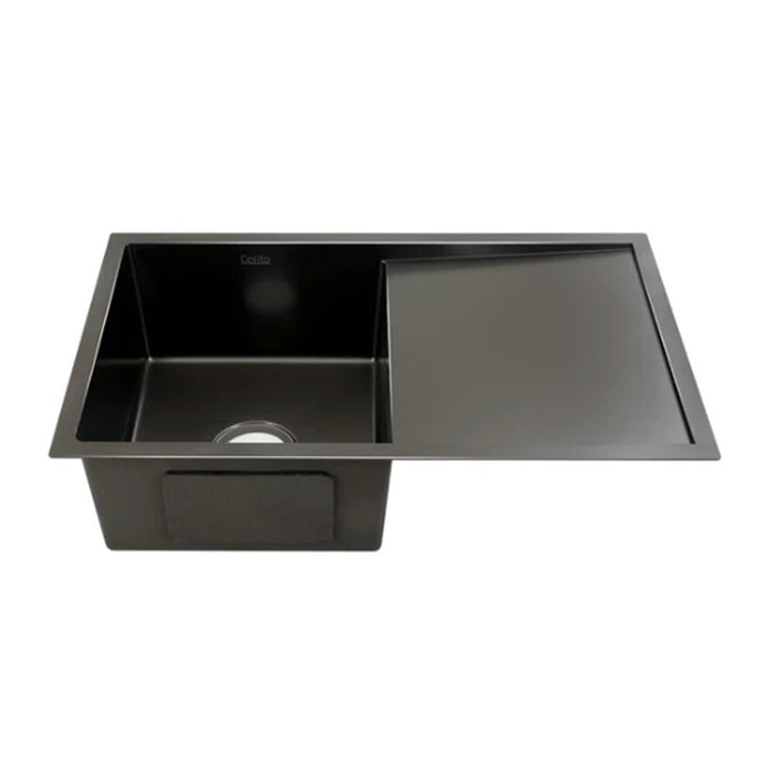 750*450*205mm Hunter Gun Metal Black Stainless Steel Basin Single Bowl With Drainer Laundry Kitchen Sink