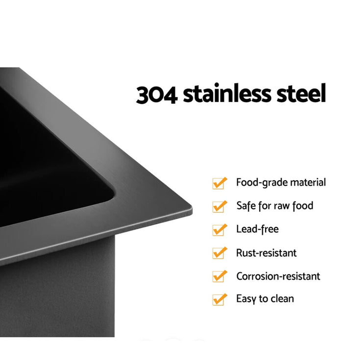 700*450*200mm Hunter Gun Metal Black Stainless Steel Basin Single Bowl Laundry Kitchen Sink