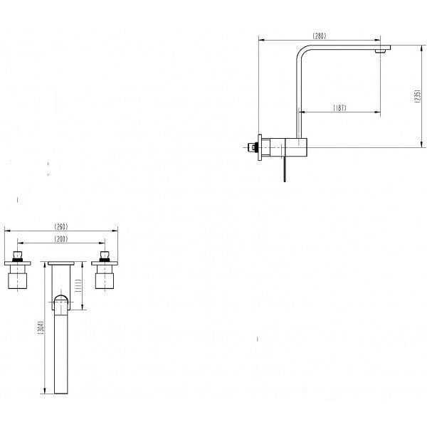 Roma "Z" Series Chrome Solid Brass Square Wall Spa Set