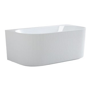 1500-1700*800*580mm Poseidon Ceto Bari Gloss White/Matt Black/Matt White Oval Acrylic Fluted Back To Wall Bathtub