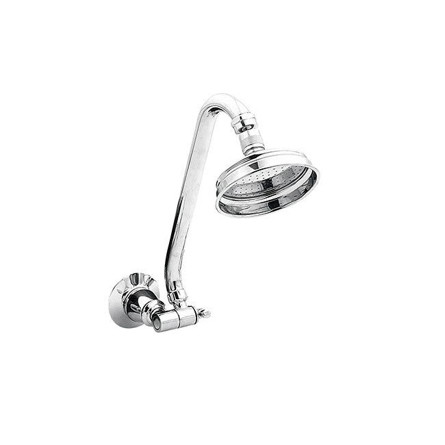 LW Noosa Brass Chrome Gooseneck Round Wall Arm Shower