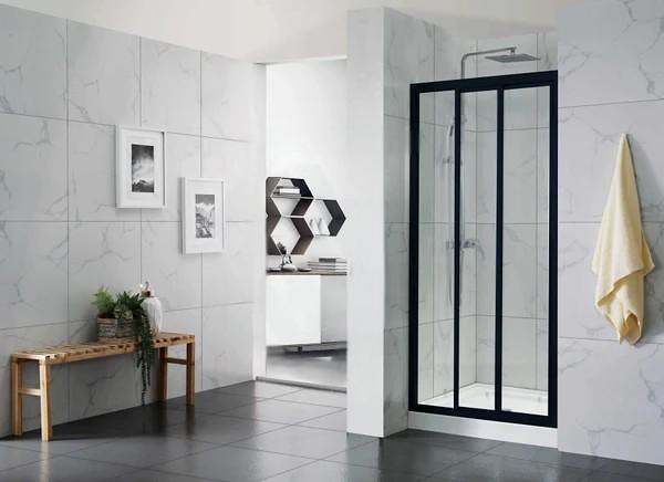 830-1030mm 6mm Tempered Glass 3 Panels Sliding Door Black Wall to Wall Framed Shower Screens - HD reno