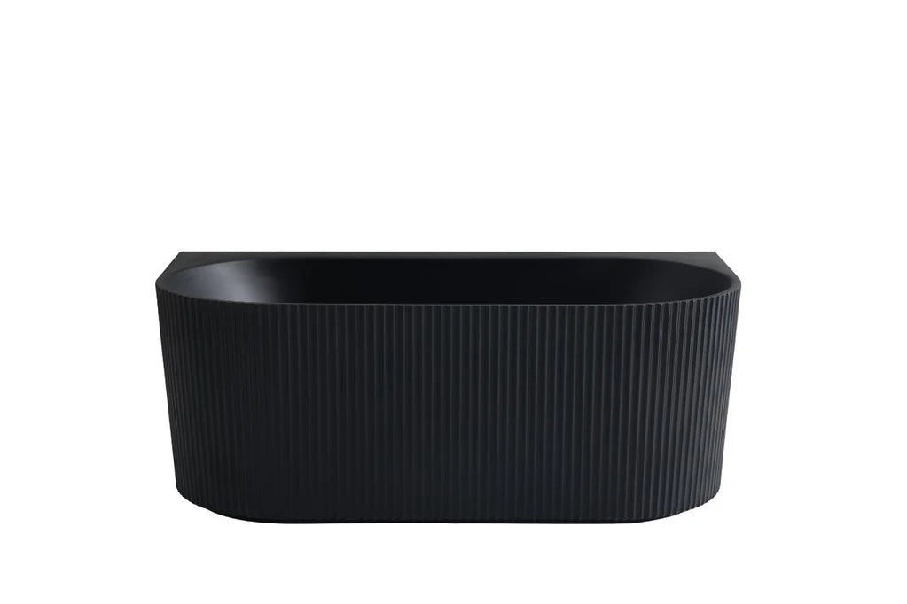 1500-1700*750mm Broadway Mallorca Fluted 10 Jets Matt White/Gloss White/Matt Black Back To Wall Spa Bathtub