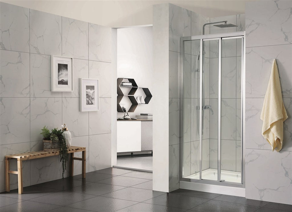 830-1030mm 6mm Tempered Glass 3 Panels Sliding Door Chrome Wall to Wall Framed Shower Screens - HD reno