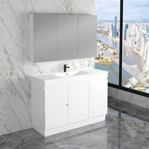 600-1500mm*820*450mm ABS Less Polyurethane Moisture Resistance Gloss White Freestanding Vanity With Kickboard - HD reno