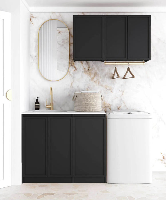 1715*600*2100mm Otti Hampshire Matt Black Moisture Resistant Plywood Laundry Kit
