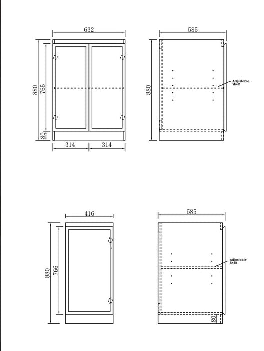 1060*600*900mm Otti Hampshire Matt White Base Laundry Cabinet With Stone Top And Sink