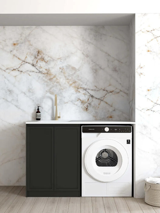 1300*600*900mm Otti Hampshire Matt Black Base Laundry Cabinet With Stone Top And Sink