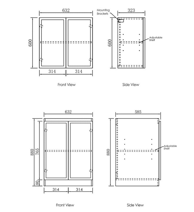 1305*600*2100mm Otti Hampshire Matt Black Moisture Resistant Plywood Laundry Kit