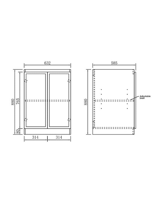 1300*600*900mm Otti Hampshire Matt White Base Laundry Cabinet With Stone Top And Sink