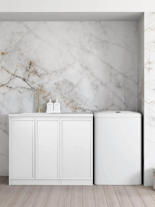 1060*600*900mm Otti Hampshire Matt White Base Laundry Cabinet With Stone Top And Sink