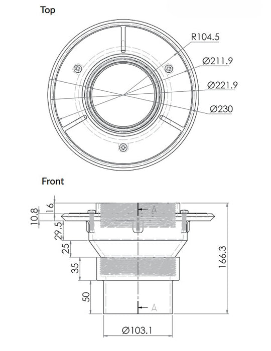 Vertical Variable Height Main Body (suits 100mm pipe) - HD reno