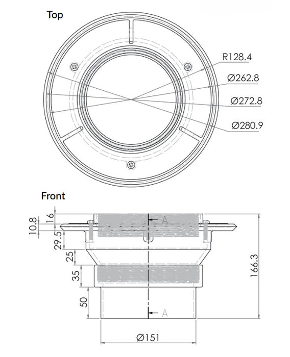 Vertical Variable Height Main Body (suits 150mm pipe) - HD reno